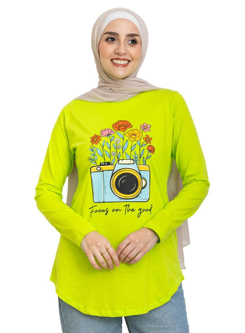 Lime Punch Printed Long - Sleeve Design 1 - Khotwh